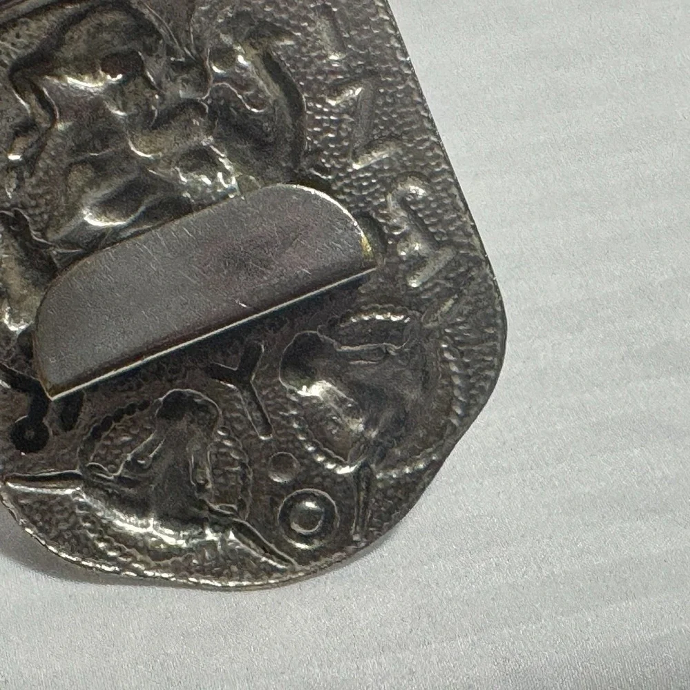 Cowboy Bronco Longhorn Steer Branding Old Style Back Vintage Antique Belt Buckle